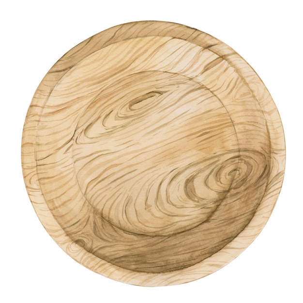 Acuarela de placa de madera sobre un fondo blanco.