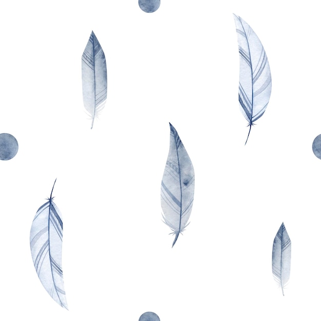 Acuarela pluma pluma esponjoso patrón abstracto índigo.