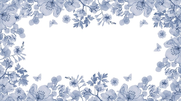 Acuarela, ramo floral transparente, arreglo de rosas, capullos de campanilla, hojas, ramas, adorno vintage, borde, esquina, marco de diseño de boda
