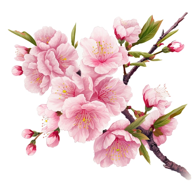 Acuarela Sakura flor clipart fondo blanco