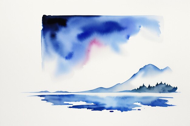 Acuarela salpicadura tinta azul imagen de fondo hermoso color pintura efecto mancha fondo simple