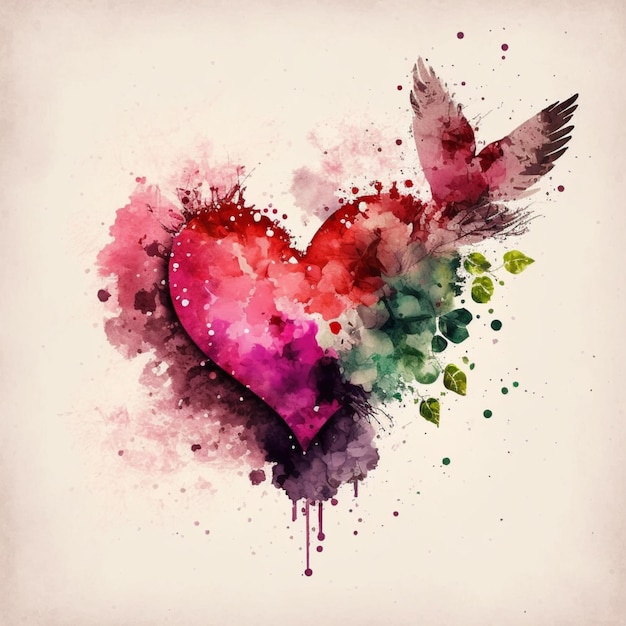 Acuarela San Valentín Corazón Amor Arte Ilustración creativa
