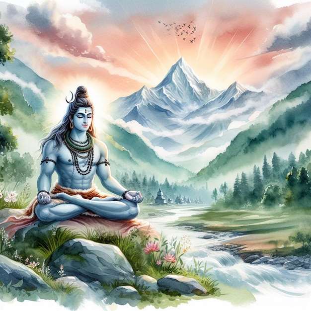 La acuarela del señor Mahadev es la mejor imagen.