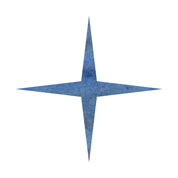 Acuarela simple estrella azul Elemento celestial para el diseño Ilustración abstracta sobre fondo blanco aislado