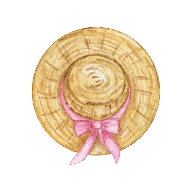 Acuarela sombrero de paja dibujado a mano ilustración sol sombrero clip art