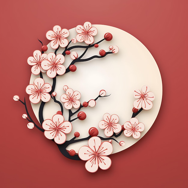 Acuarela Tema de China Flor de ciruela Marco de papel Arte de papel Motivos de flor de ciruela Artes creativas Hangi
