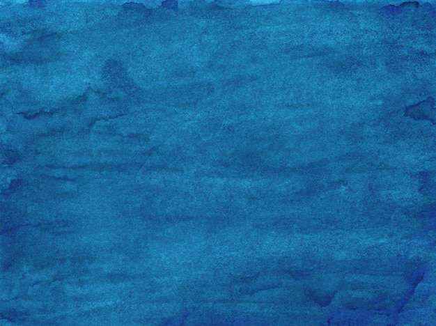 Acuarela textura de fondo azul profundo. Acuarela pintada a mano. Manchas en la pintura abstracta de papel.