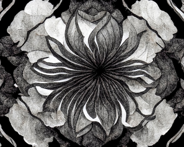 Acuarela, textura de papel de arroz con flor dibujada con tinta negra, fondo creativo japonés