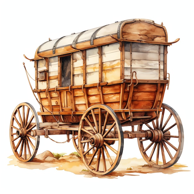 acuarela vagón oeste salvaje oeste vaquero desierto ilustración clipart