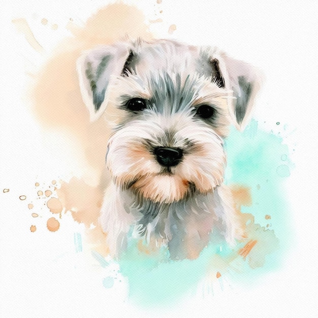 Acuarelas caprichosas Retrato de cachorro Schnauzer miniatura