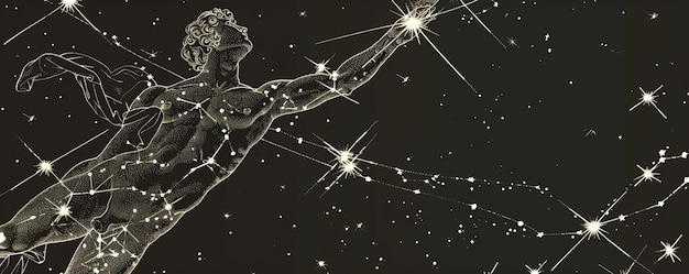 Acuario como Ganímedes ilustrado en una constelación estrellada del cielo nocturno