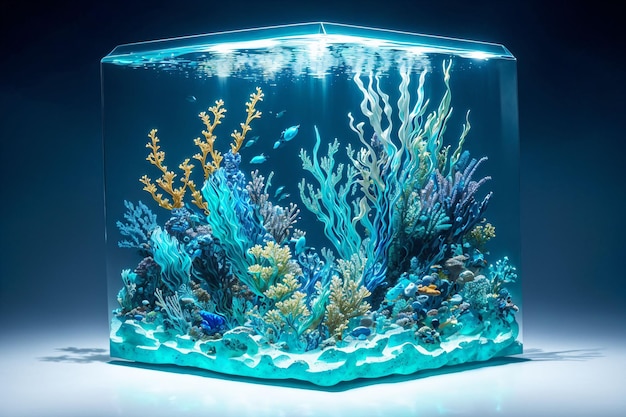 Acuario con plantas marinas