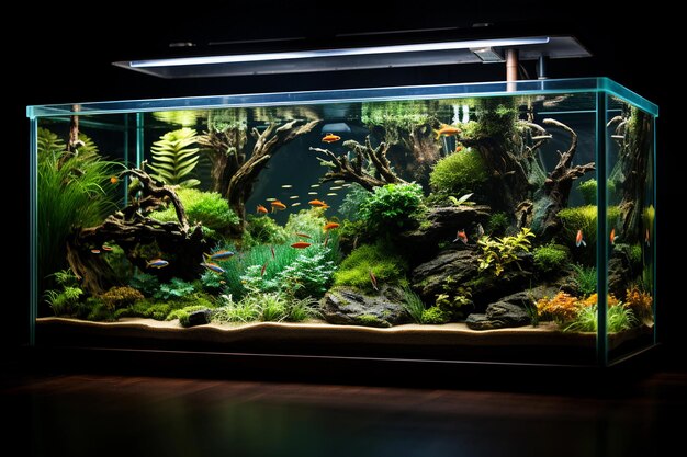 acuario con plantas verdes de agua dulce