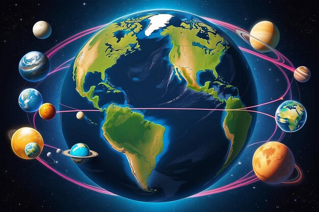 Foto acuerdo multiverso una ilustración de vector plano de colaboraciones diplomáticas en universos paralelos