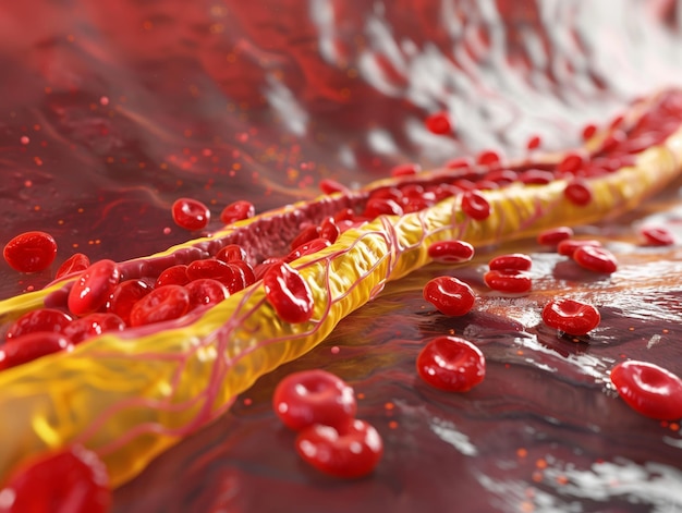 Foto acumulación de grasa en los vasos sanguíneos