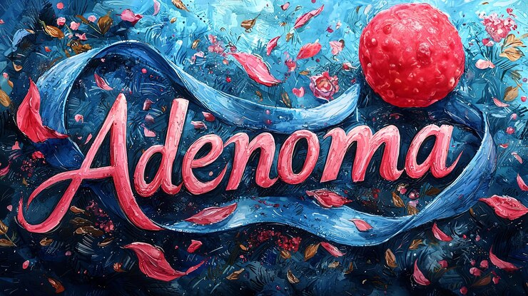 Foto adenoma colorido con cinta en medio de pétalos y hojas vibrantes