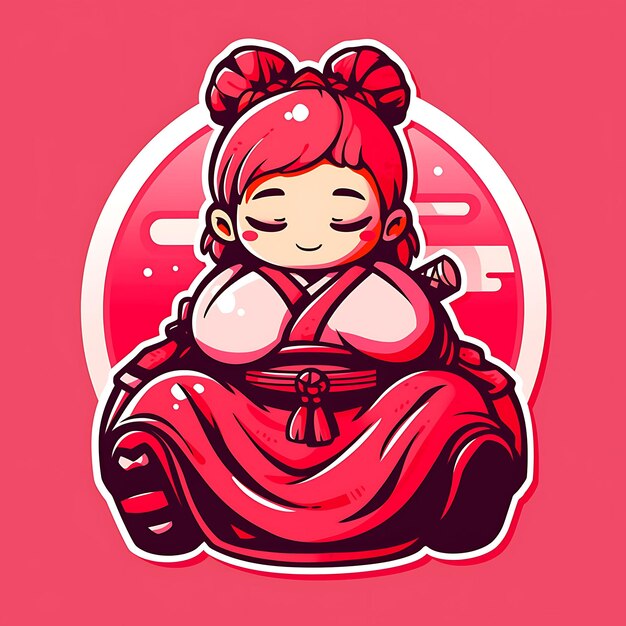 Adesivo anime girl cute chubby cartoon com bold vector bold line design com  diferença pose