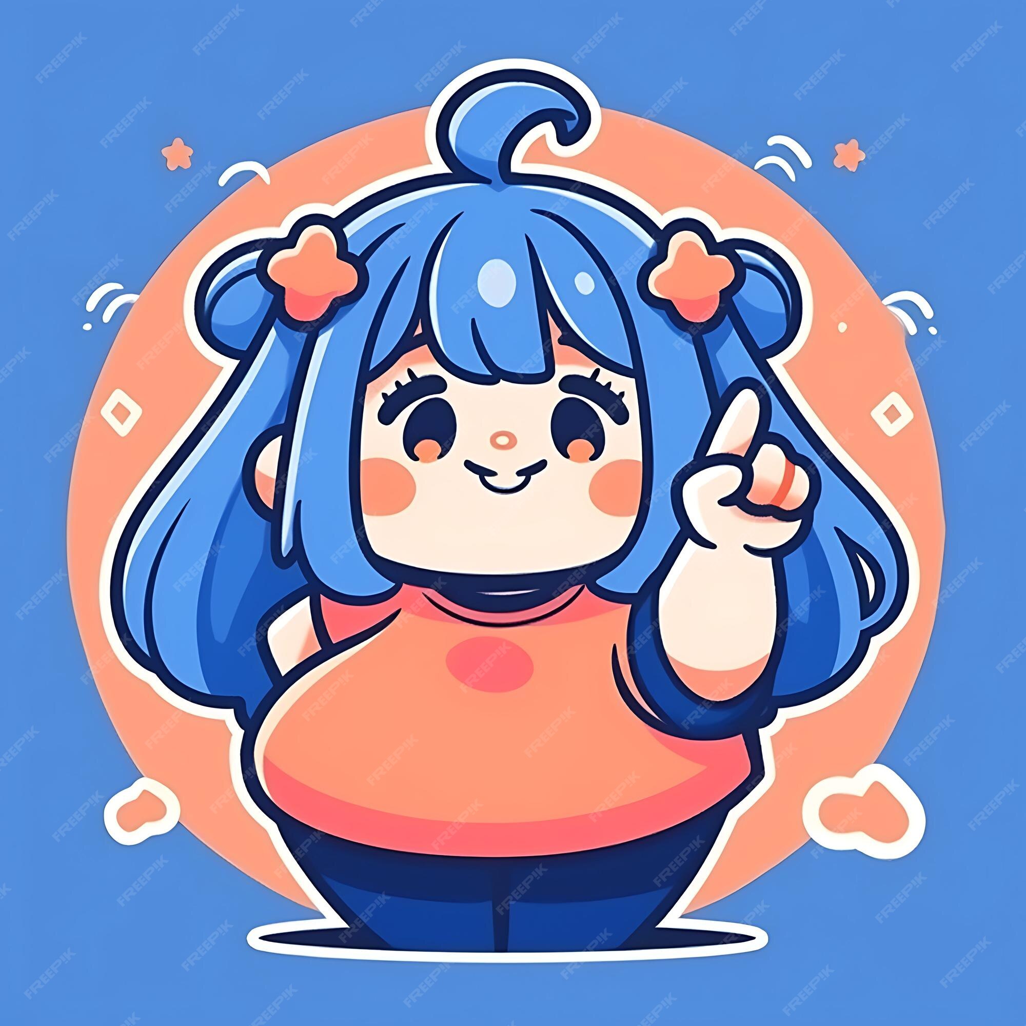 Adesivo anime girl cute chubby cartoon com bold vector bold line design com  diferença pose