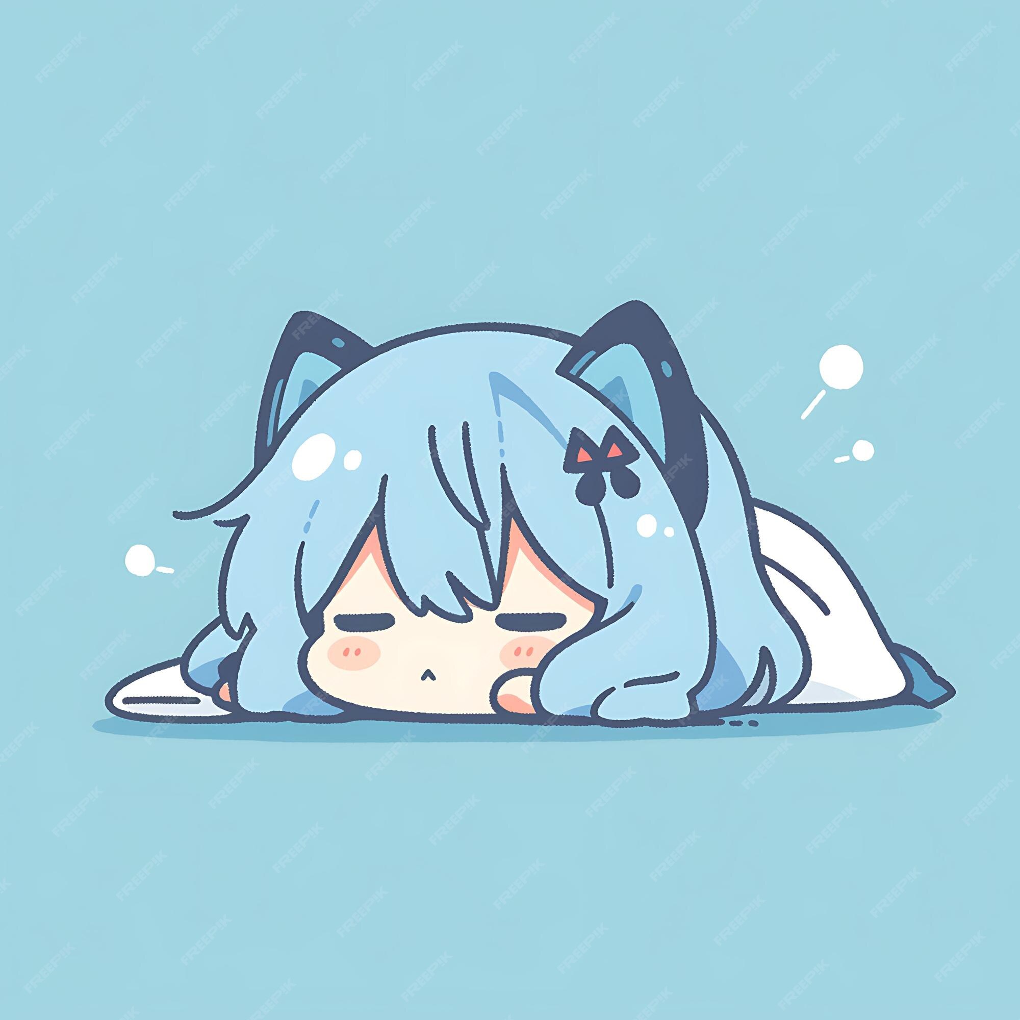 Adesivo de anime personagens fofos de kawaii com linhas em negrito criativas com expressões e poses diferentes