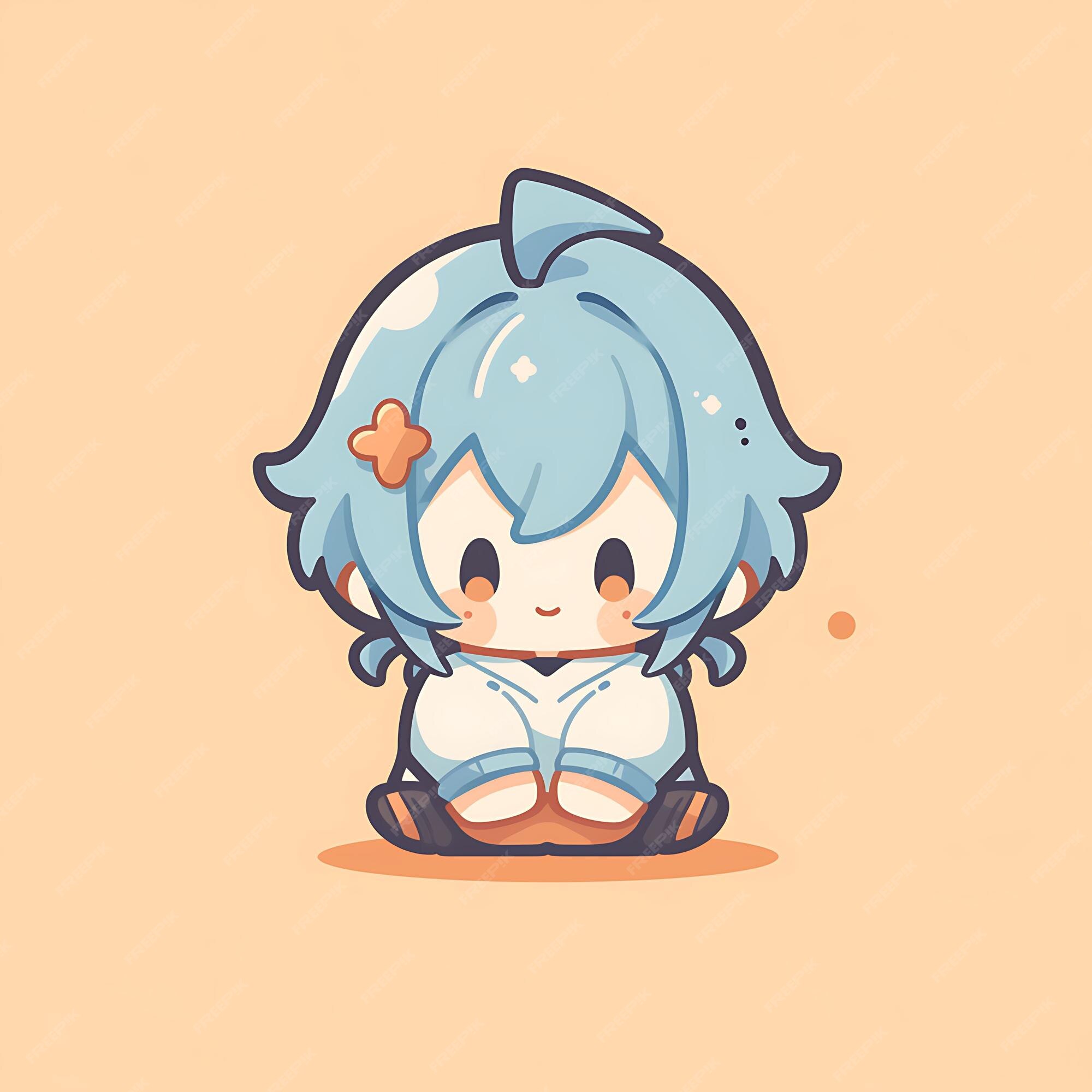 Adesivo de anime personagens fofos de kawaii com linhas em negrito criativas com expressões e poses diferentes