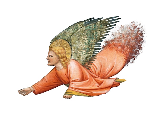 adesivo de anjo de afresco desenhado à mão com borda branca adesivo de borda branca