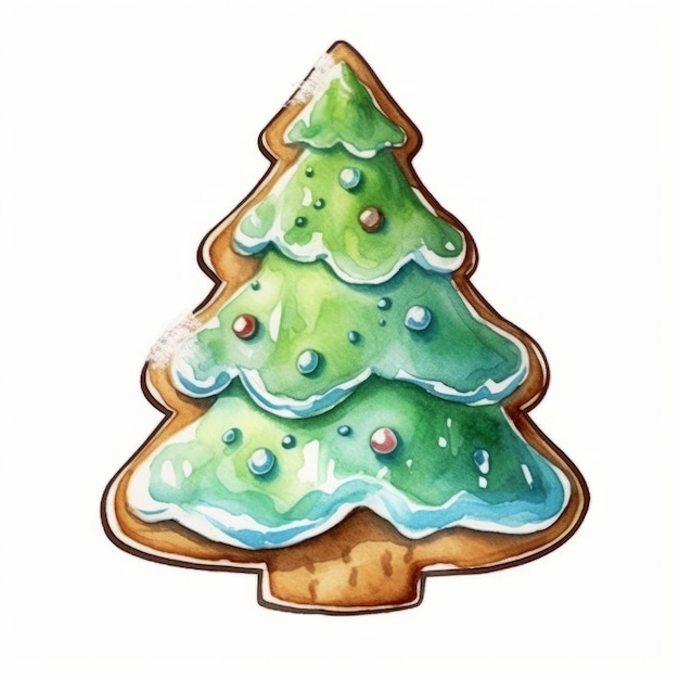adesivo de biscoito de natal em aquarela