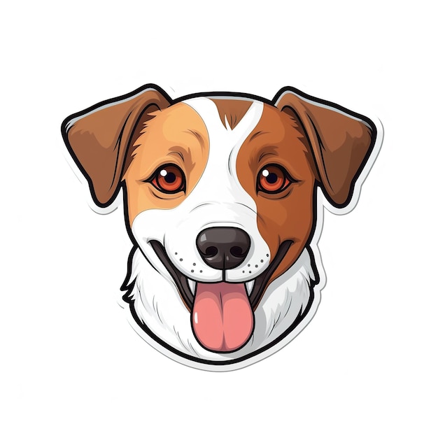 Foto adesivo de cabeça de cão estilo desenho animado