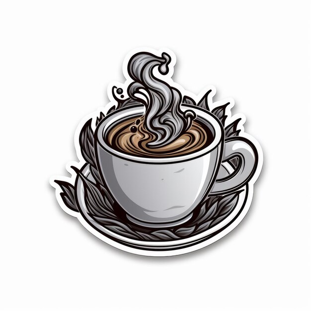 adesivo de café preto e branco