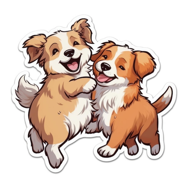 Adesivo de clipart de ilustração de cães bonitos de desenho animado