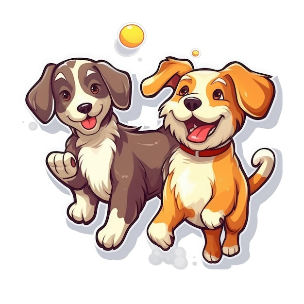 Adesivo de clipart de ilustração de cães bonitos de desenho animado