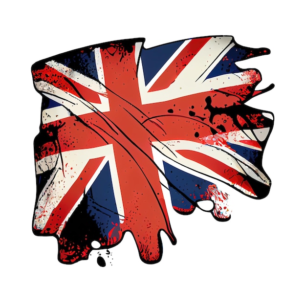 Adesivo de desenho animado da Union Jack nas cores da bandeira nacional do Reino Unido