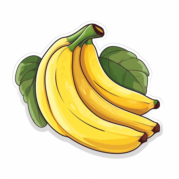 Adesivo de desenho animado de banana em um fundo branco