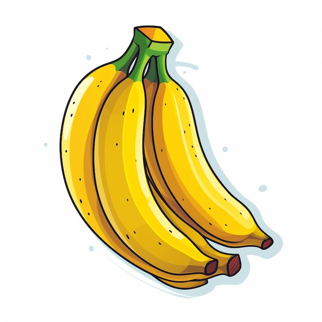 Adesivo de desenho animado de bananas de vetor livre em fundo branco