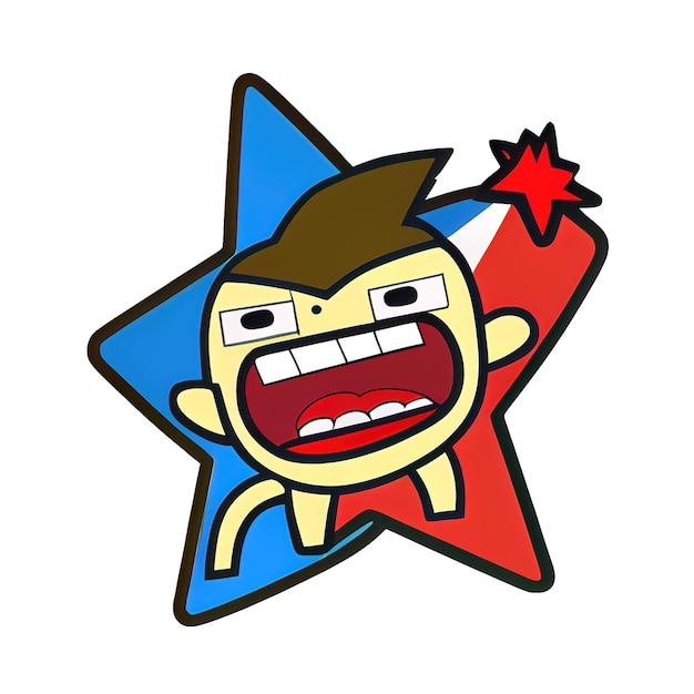 Adesivo de desenho animado de estrela nas cores da bandeira filipina Azul, vermelho e branco