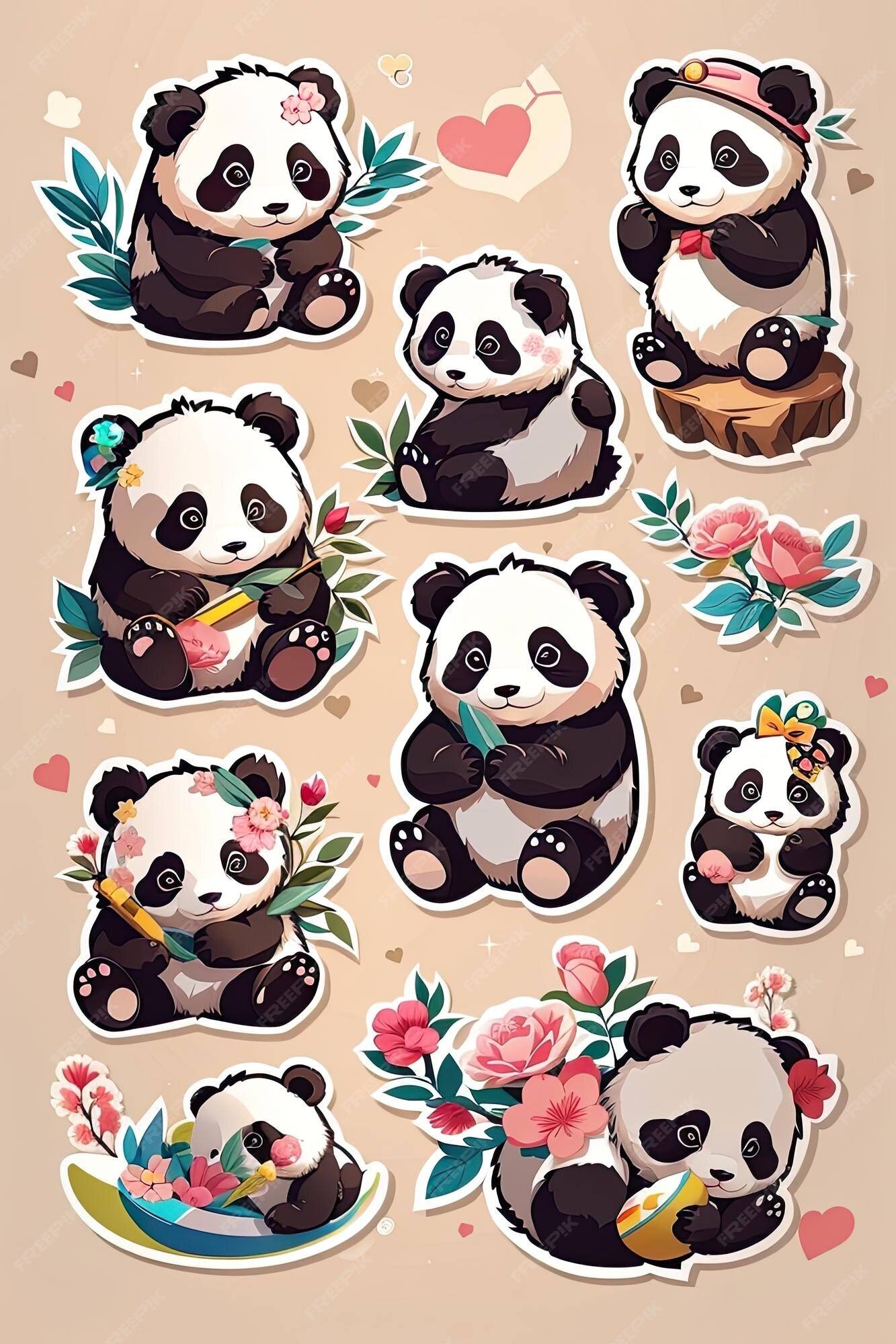 Panda Estilizada. Adesivo De Panda Fofo De Desenho Animado. ícone