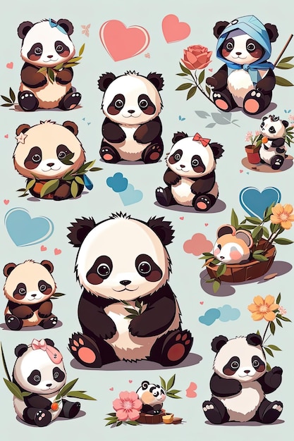 adesivo de desenho animado de panda fofo