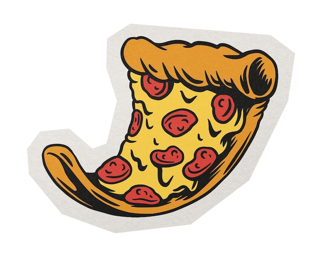adesivo de desenho de pizza PNG de borda branca com fundo transparente
