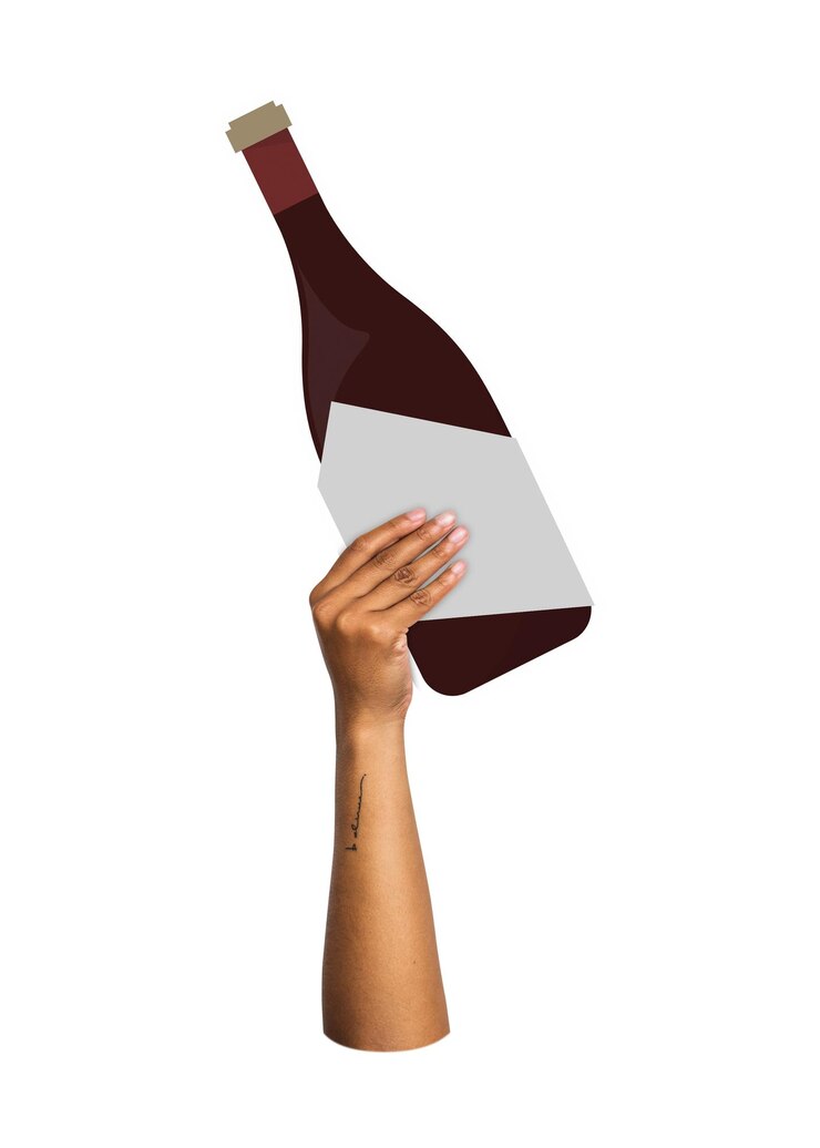Foto adesivo de garrafa de vinho png de mão com fundo transparente
