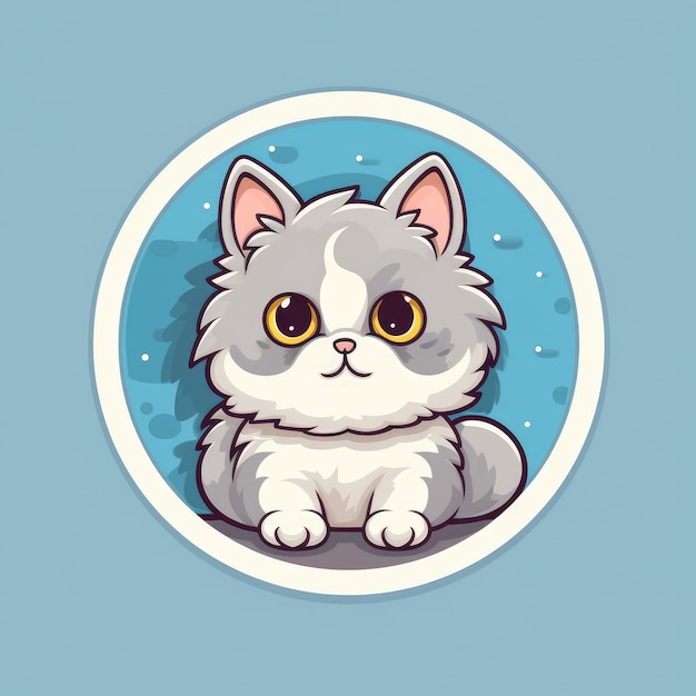 Adesivo de ilustração de desenho animado de gatinho em um fundo branco gato generativo ai