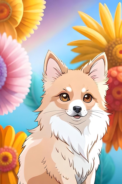 ADESIVO de ilustração de uma impressão de cabeça de cachorro da Pomerânia