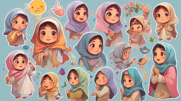 Adesivo de menina hijab