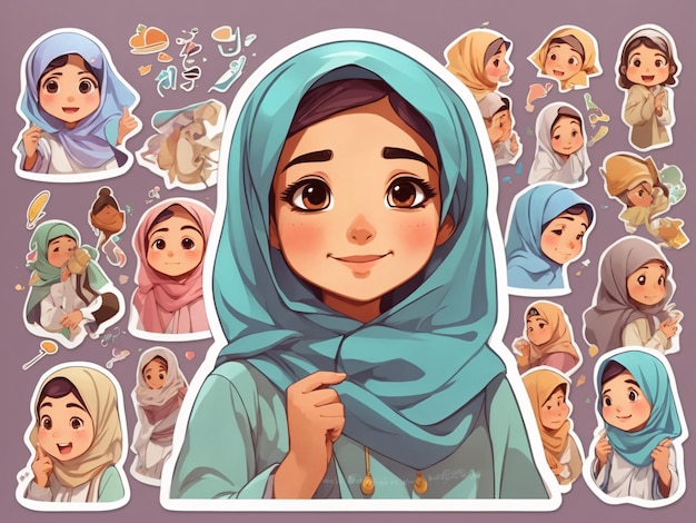 Adesivo de menina hijab