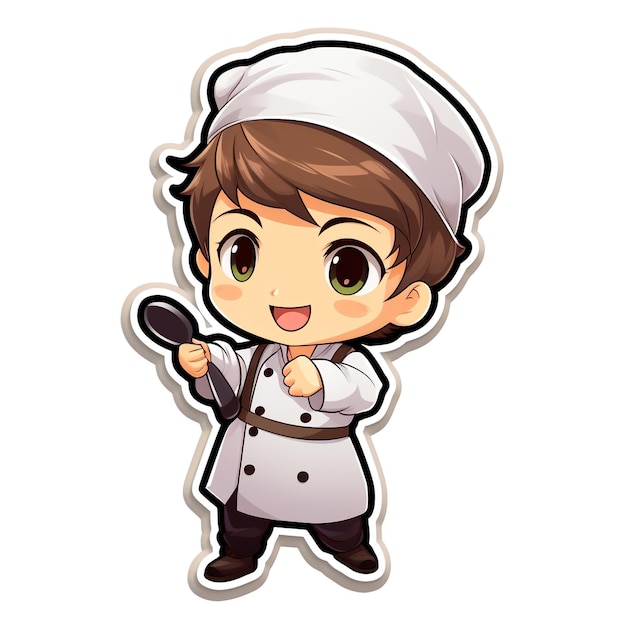 Foto adesivo de personagem de chef chibi