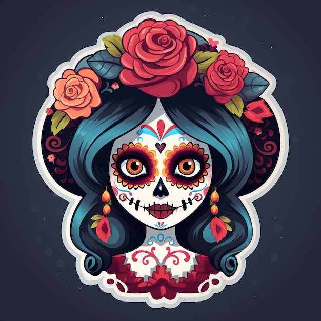 adesivo de personagem fofo do dia de muertos