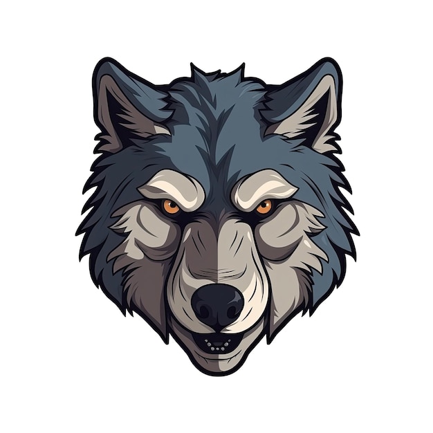 Adesivo de rosto de lobo em fundo transparente isolado png Logo Generative AI