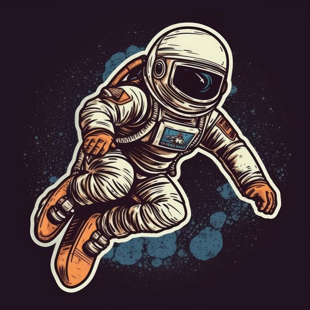 adesivo de vetor de astronauta de surf