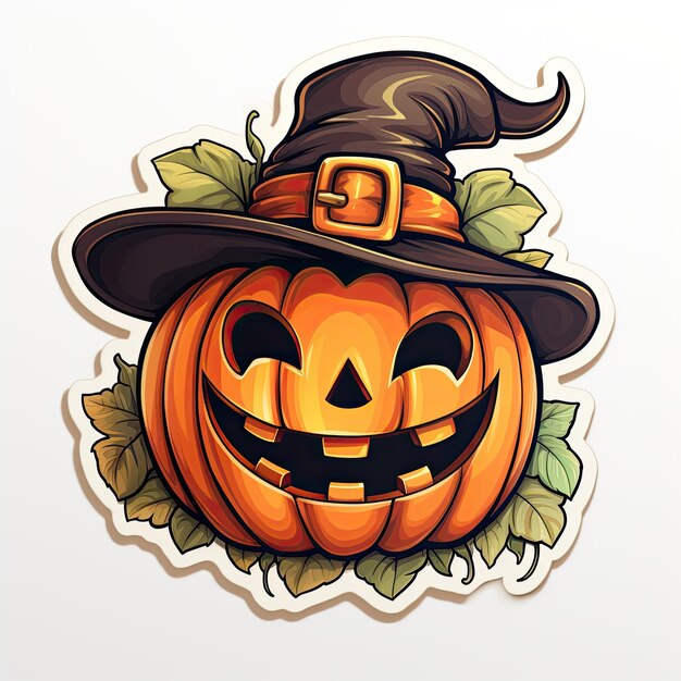 adesivo de vetor de lanterna de abóbora jack halloween bonito desenho animado ilustração de design de tatuagem assustadora