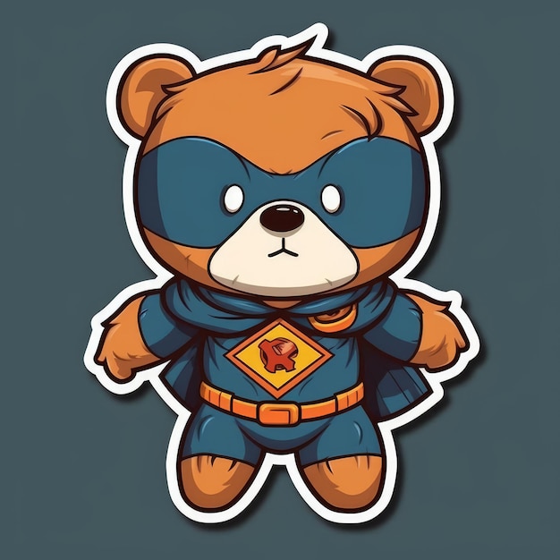 adesivo de vetor de super-herói de urso