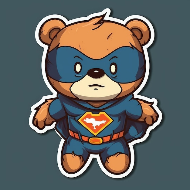 adesivo de vetor de super-herói de urso