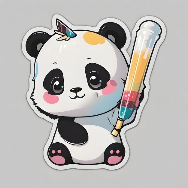 Foto adesivo fundo branco panda bonito contorno colorido vetorkawaii